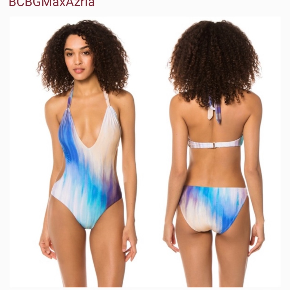 BCBGMAXAZRIA Monokini Plunge Halter Swimsuit size4